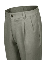 Wide-leg pants in pure linen with an exclusive green dye - Green | Giemme BrandsCorporate
