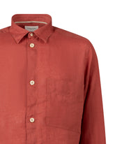 Over jacket con collo italiano in puro lino rosso - Rosso | Giemme BrandsCorporate