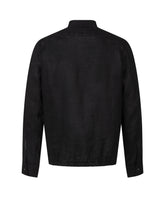 Over jacket con collo italiano in puro lino nero - Nero | Giemme BrandsCorporate