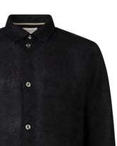 Over jacket con collo italiano in puro lino nero - Nero | Giemme BrandsCorporate