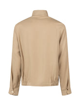 Regular fit bomber with welt pockets and a two-button collar in pure beige tencel - Hazelnut | Giemme BrandsCorporate