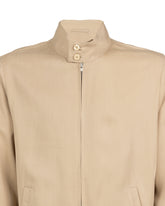 Regular fit bomber with welt pockets and a two-button collar in pure beige tencel - Hazelnut | Giemme BrandsCorporate