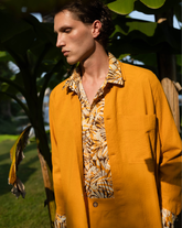 Regular Fit Hemd mit französischem Kragen aus reinem Baumwolle mit exklusivem Foliage-Muster in Orangetönen - Orangefarben | Giemme BrandsCorporate