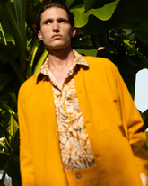 Regular Fit Hemd mit französischem Kragen aus reinem Baumwolle mit exklusivem Foliage-Muster in Orangetönen - Orangefarben | Giemme BrandsCorporate