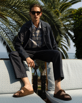 Overfit shirt with french collar in pure white cotton with light blue stripes and an exclusive blue check print - Light blue | Giemme BrandsCorporate