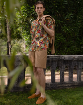 Regular Fit Bermuda-Hose aus elastischem Baumwoll-Seersucker in Braun - Haselnussbraun | Giemme BrandsCorporate