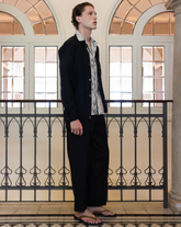 Over jacket con collo italiano in puro lino nero - Nero | Giemme BrandsCorporate