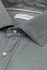 Regular-Fit-Hemd mit französischem Kragen aus grauem reinem Baumwolldenim - Graue Denim | Giemme BrandsCorporate