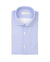 Camicia regular fit con collo francese in tessuto tecnico performante con micro fantasia azzurra - Dress shirt | Giemme BrandsCorporate