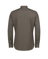 Camicia regular fit con collo francese in tessuto tecnico performante marrone effetto pinpoint - Marrone | Giemme BrandsCorporate