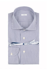 Camicia con collo francese in popeline di puro cotone mille righe bianco e blu - Caliban Uomo | Giemme BrandsCorporate