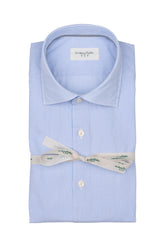 Camicia con collo francese in puro cotone a righe bianche e azzurre - Tintoria Mattei - Last chance | Giemme BrandsCorporate