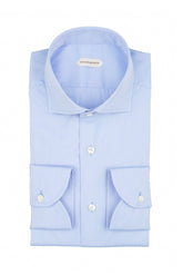 Camicia con collo francese in cotone elasticizzato azzurro - Carry over | Giemme BrandsCorporate