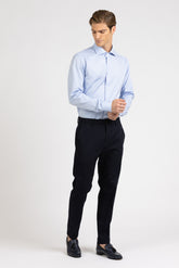 Camicia con collo francese in puro cotone doppio ritorto giro inglese azzurro - Collezione UOMO | Giemme BrandsCorporate