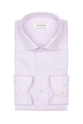 Lilac open weave double twist pure cotton shirt with french collar - Lilac | Giemme BrandsCorporate