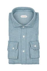 Camicia con collo francese in flanella di puro cotone azzurra - Collezione UOMO | Giemme BrandsCorporate