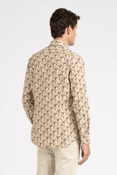 Brown floral exclusive pattern pure cotton shirt with french collar - Brown | Giemme BrandsCorporate