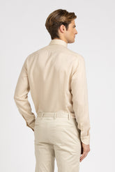 Camicia con collo italiano in flanella di lana beige - Beige | Giemme BrandsCorporate