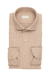 Camicia con collo francese in flanella di puro cotone beige - Collezione UOMO | Giemme BrandsCorporate