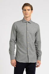 Grey pure cotton flannel shirt with french collar - Grey | Giemme BrandsCorporate