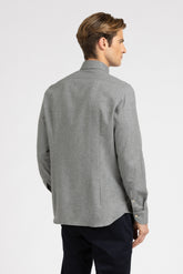 Grey pure cotton flannel shirt with french collar - Grey | Giemme BrandsCorporate