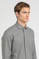 Grey pure cotton flannel shirt with french collar - Grey | Giemme BrandsCorporate