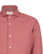 Camicia slim fit con collo francese in puro cotone con motivo pied de poule rosso - Rosso | Giemme BrandsCorporate