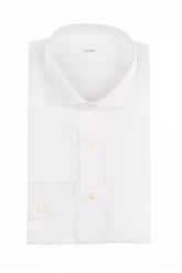 White pure cotton open weave shirt with french collar - White | Giemme BrandsCorporate