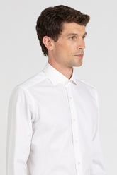 White pure cotton open weave shirt with french collar - White | Giemme BrandsCorporate