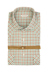 Brown and green check pure cotton flannel shirt with french collar - Men's Casual Shirts | Giemme BrandsCorporate