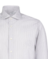 Camicia regular fit con collo francese in puro cotone bianco a righe marroni - Marrone | Giemme BrandsCorporate