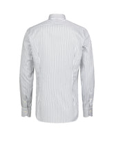 Camicia regular fit con collo francese in puro cotone bianco a righe verdi - Verde | Giemme BrandsCorporate