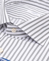 Camicia regular fit con collo francese in puro cotone bianco a righe verdi - Verde | Giemme BrandsCorporate