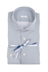 Blue pattern pure cotton shirt with french collar - Men's Casual Shirts | Giemme BrandsCorporate