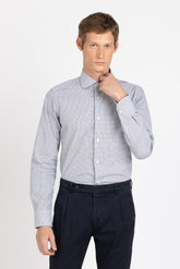 Camicia con collo francese in puro cotone con fantasia sui toni del blu - Collezione UOMO | Giemme BrandsCorporate