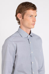 Blue pattern pure cotton shirt with french collar - Blue | Giemme BrandsCorporate