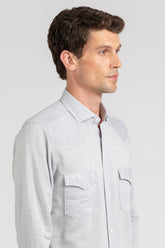 Grey cotton muslin shirt with french collar - Grey | Giemme BrandsCorporate