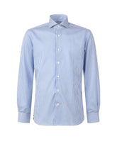 Camicia regular fit con collo francese in puro cotone bianco a righe blu - Blu | Giemme BrandsCorporate