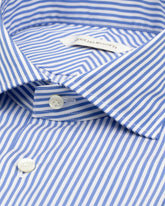 Camicia regular fit con collo francese in puro cotone bianco a righe blu - Blu | Giemme BrandsCorporate