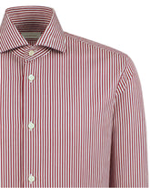 Regular fit Hemd mit französischem Kragen aus reinem Baumwolle in Weiß mit roten Streifen - Rot | Giemme BrandsCorporate