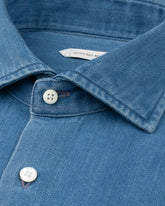 Regular-fit shirt with French collar in pure cotton denim - Dark denim | Giemme BrandsCorporate