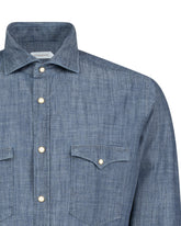 Camicia regular fit con collo francese in denim di puro cotone - Denim Scuro | Giemme BrandsCorporate