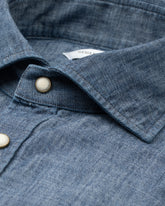 Camicia regular fit con collo francese in denim di puro cotone - Denim Scuro | Giemme BrandsCorporate