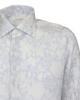 Regular fit italian collar shirt in linen blend with exclusive light blue floral print - Light blue | Giemme BrandsCorporate