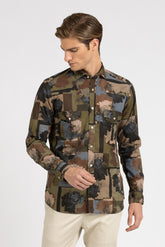 Camicia con collo francese in puro cotone con stampa liberty sui toni del verde - Collezione UOMO | Giemme BrandsCorporate