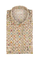 Camicia con collo francese in puro cotone con stampa liberty sui toni del beige - Collezione UOMO | Giemme BrandsCorporate