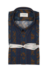 Blue exclusive pattern cotton poplin shirt with italian collar - Man collection | Giemme BrandsCorporate