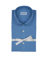 Camicia regular fit con collo francese in mussola di puro cotone tinto capo celeste - Tintoria Mattei | Giemme BrandsCorporate
