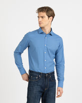 Camicia regular fit con collo francese in mussola di puro cotone tinto capo celeste - Tintoria Mattei | Giemme BrandsCorporate