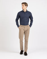 Camicia regular fit con collo francese in mussola di puro cotone tinto capo blu - Tintoria Mattei | Giemme BrandsCorporate